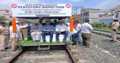 बेतिया -मझौलिया रेल खंड का किया गया सीआरएस निरीक्षण,120 किमी की गति से दौड़ी ट्रेन 