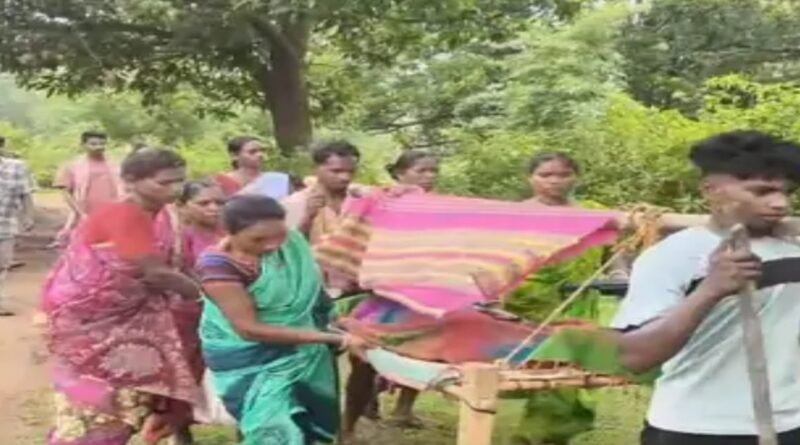 गर्भवती को 4 किमी खाट पर ढोया:सड़क नहीं होने से गांव तक नहीं पहुंच सकी एंबुलेंस