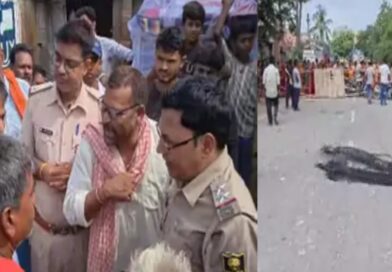 समस्तीपुर:सड़क हादसे में मौत, लोगों ने रोड पर जलाया टायर:कार ने मारी थी टक्कर