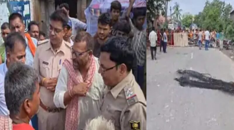समस्तीपुर:सड़क हादसे में मौत, लोगों ने रोड पर जलाया टायर:कार ने मारी थी टक्कर