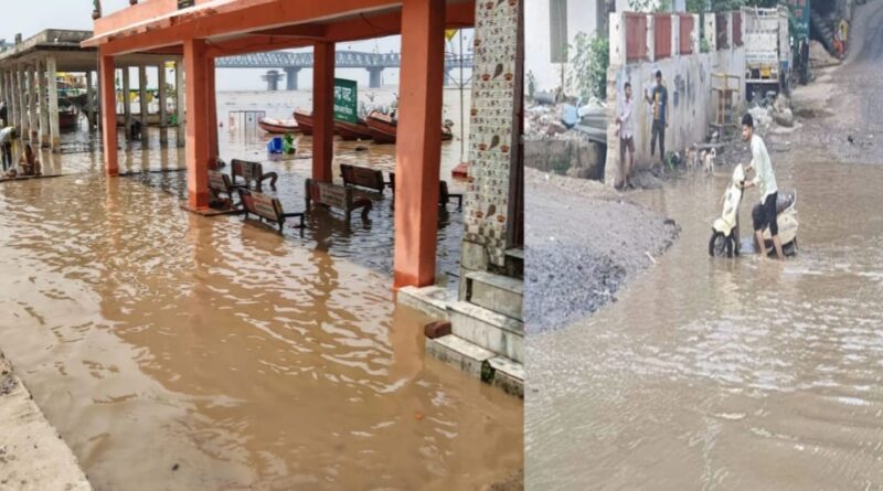 गंगा के उफान से पटना सिटी में बढ़ा खतरा, महावीर घाट-भद्र घाट की सड़कों पर पानी;अलर्ट