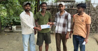 सड़क दुर्घटना में घायल कारी राउत को राजेन्द्र प्रसाद मेमोरियल ट्रस्ट ने दिया आर्थिक सहायता