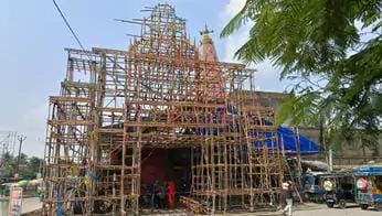 मुसरीघरारी के पूजा पंडाल में दहाड़ेगा सिंह इलेक्ट्रॉनिक झांकी में दिखेगा समुद्र मंथन